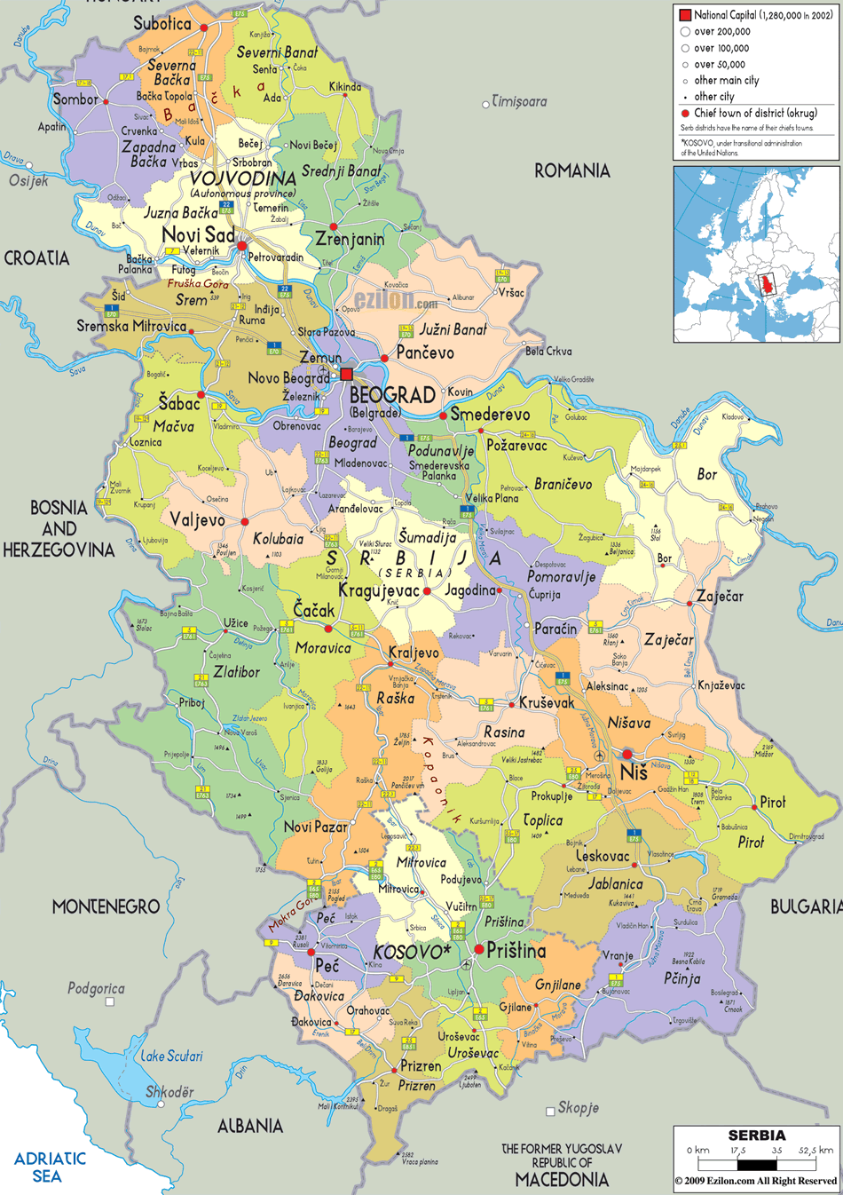 Serbienn politisch karte