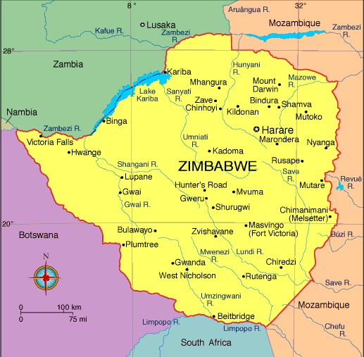 karte von Simbabwe