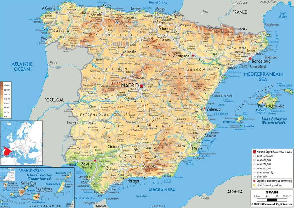 karte von Spanien