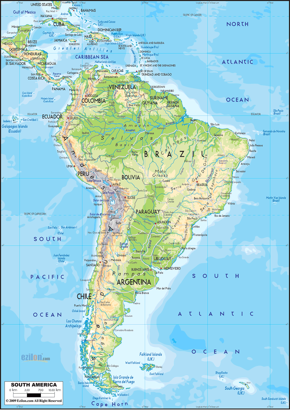 sudamerika karte