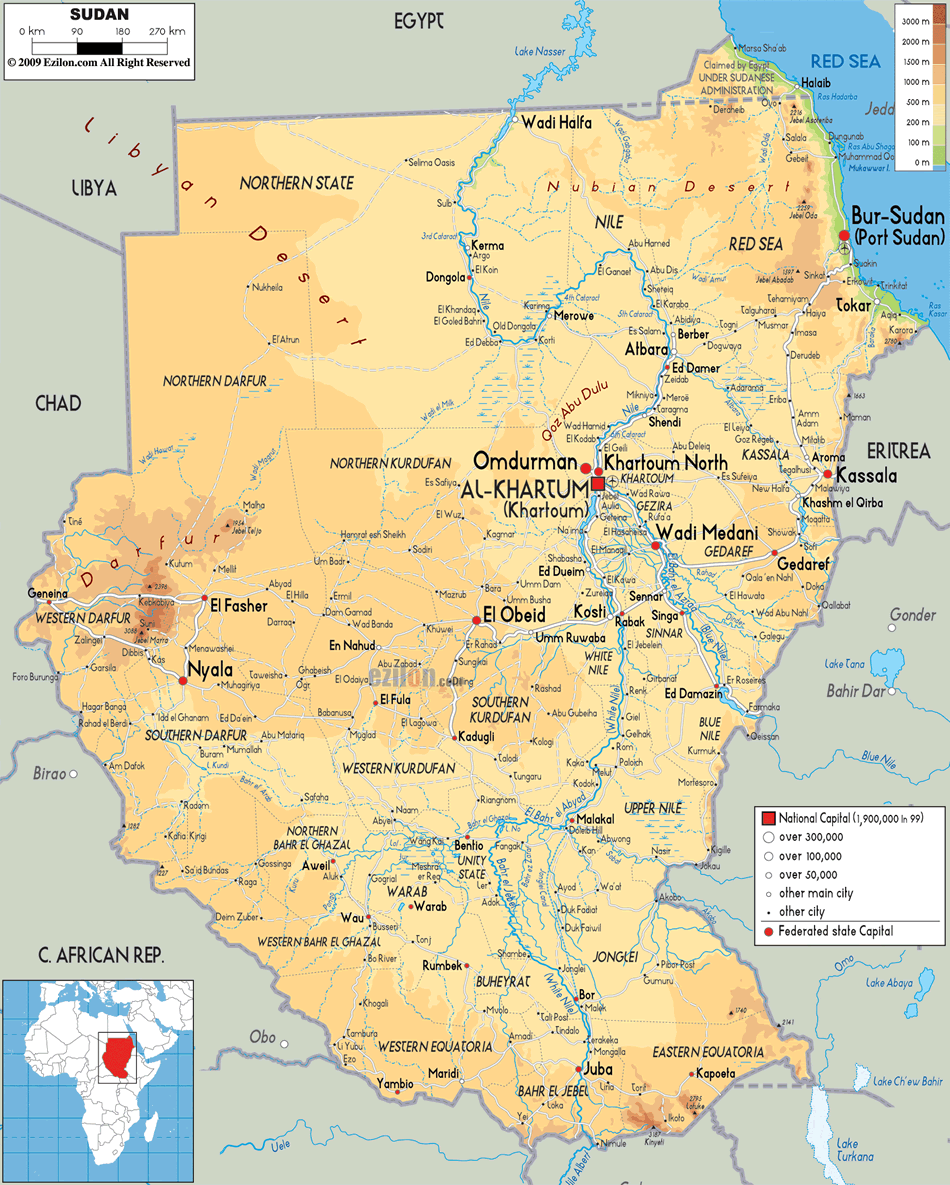 karte von Sudan