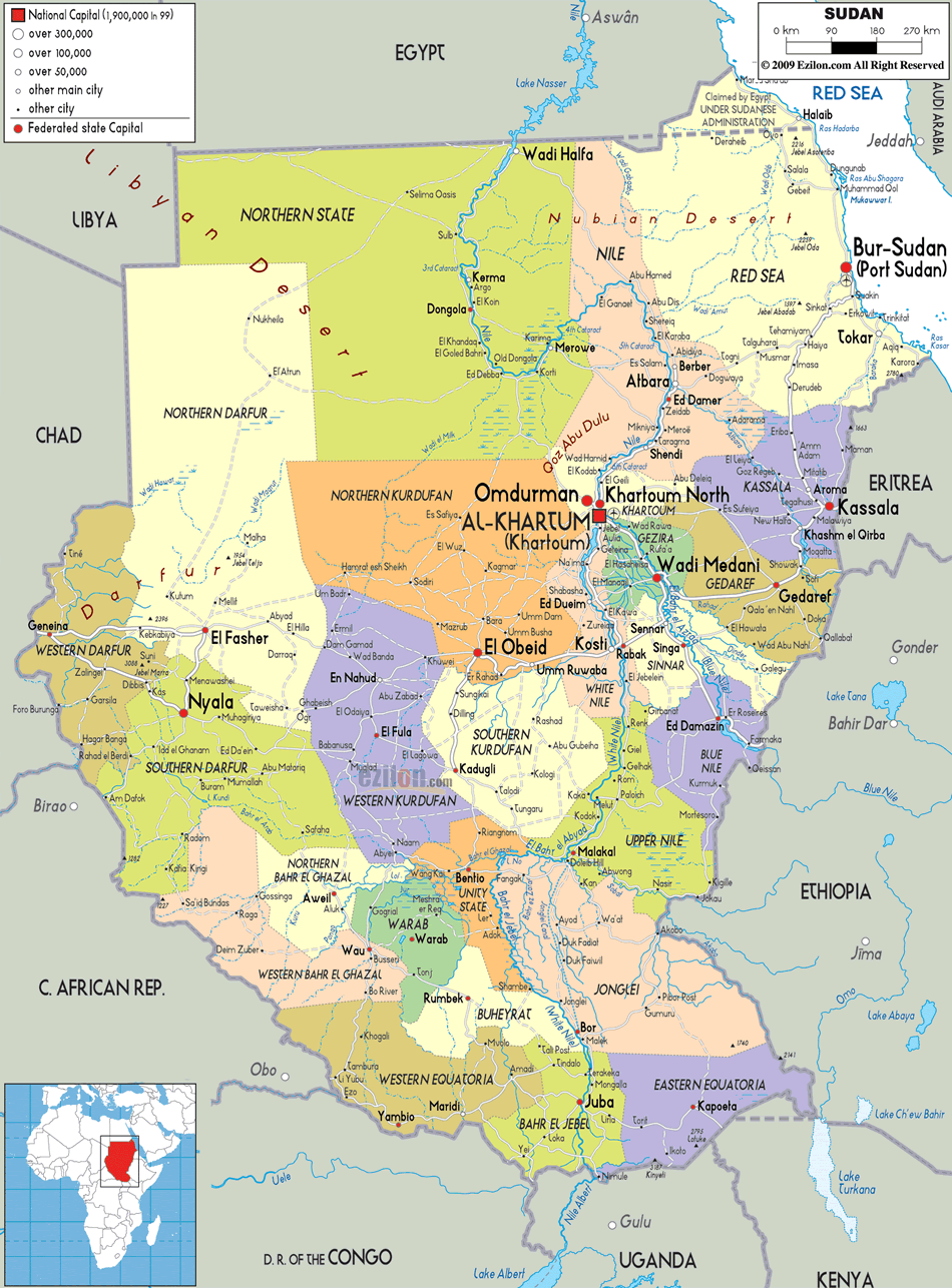 sudan politisch karte