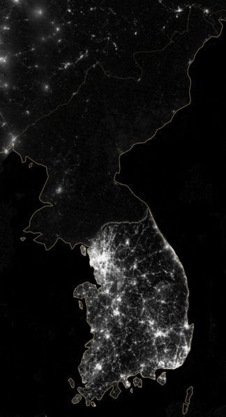 Sudkorea nordkorea at Nacht