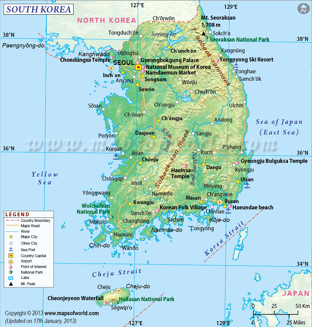 Sudkorea karte