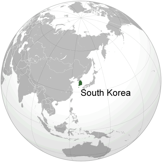 Wo ist Sudkorea in der Welt