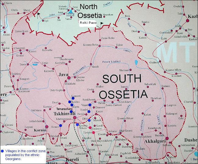 Karte von Sudossetien