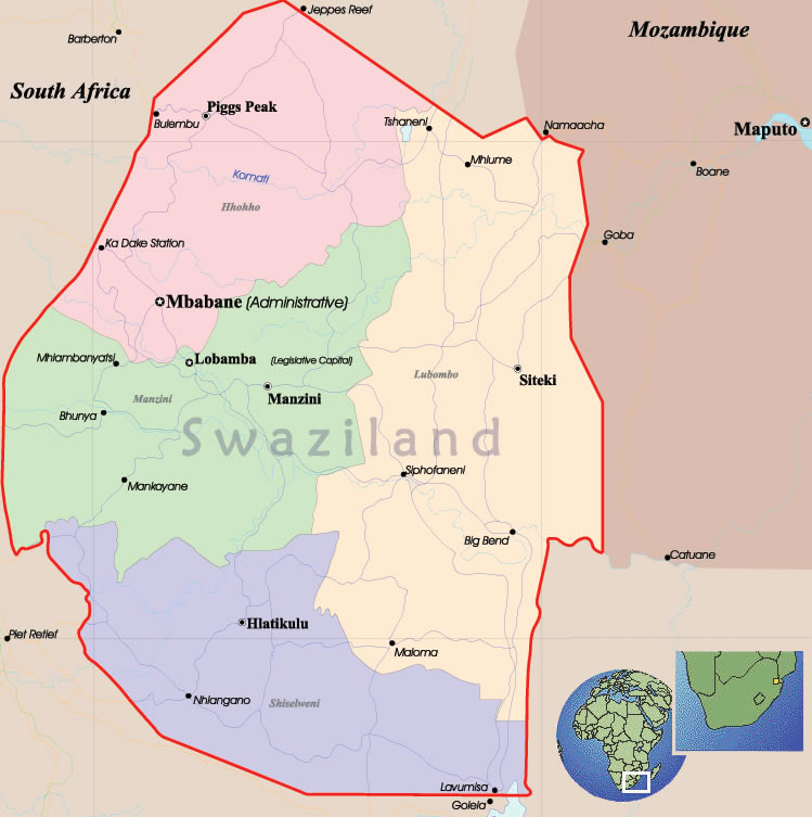 Karte von Swasiland