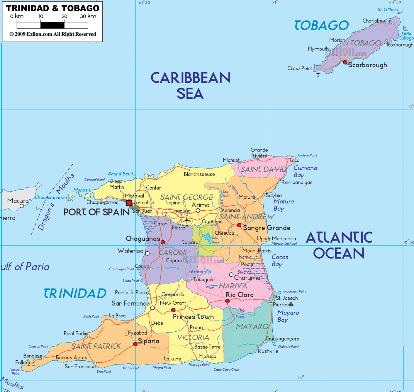 politisch karte von Trinidad
