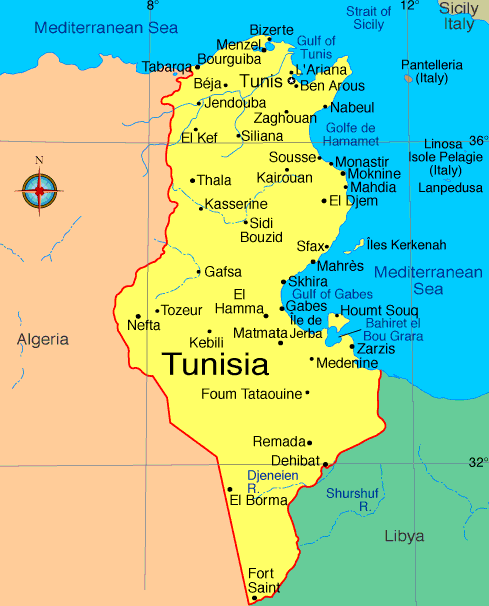 karte von Tunesien