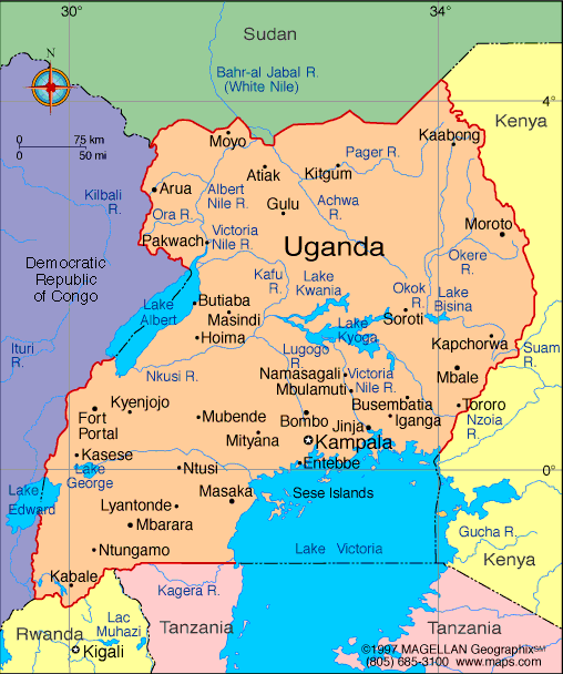 karte von uganda