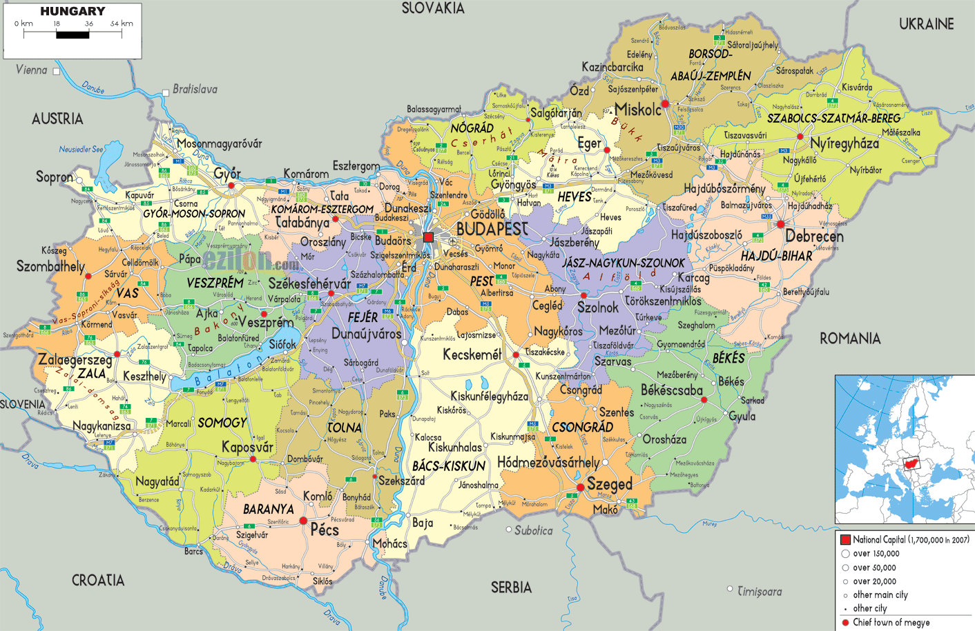 Ungarn karte