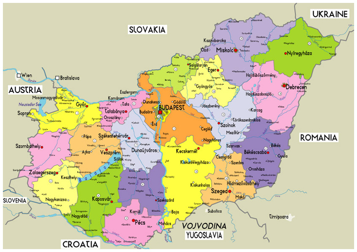Ungarn politisch karte