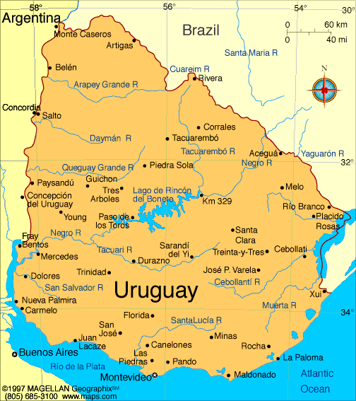 karte von Uruguay
