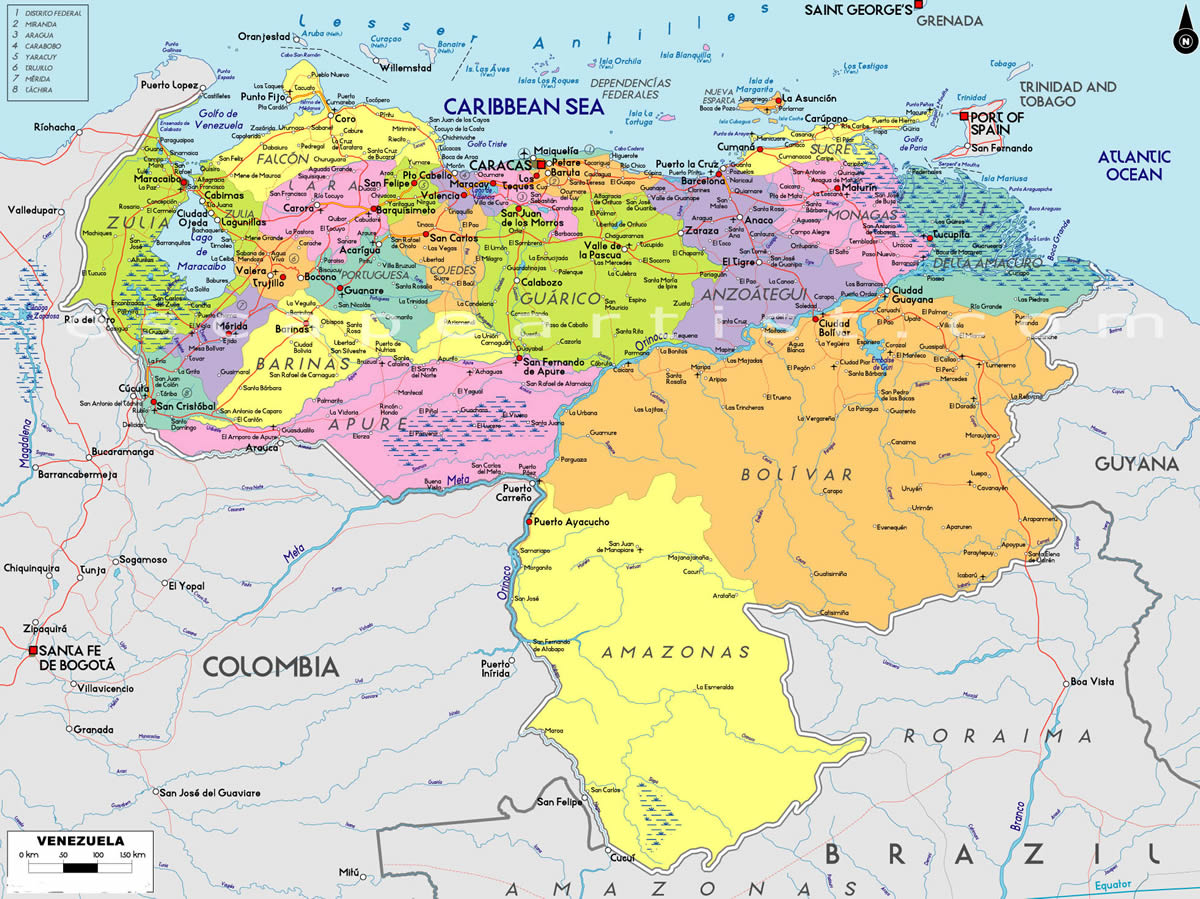 Venezuela politisch karte
