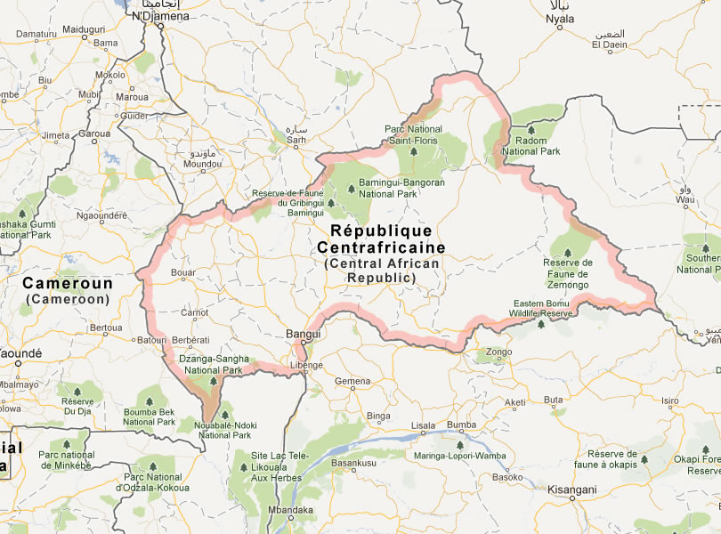 Karte von Zentralafrikanische Republik