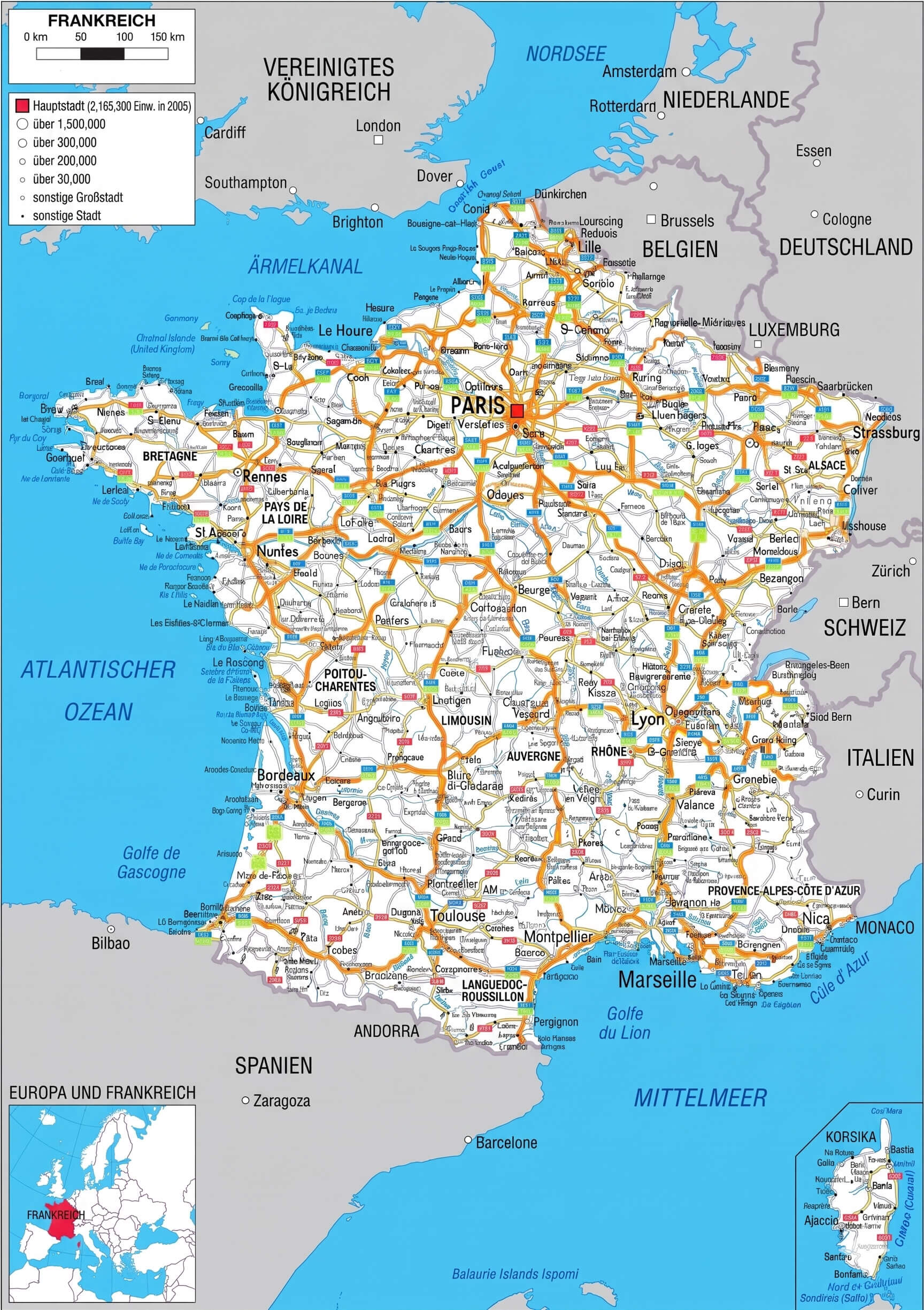 Strassenkarte von Frankreich detail