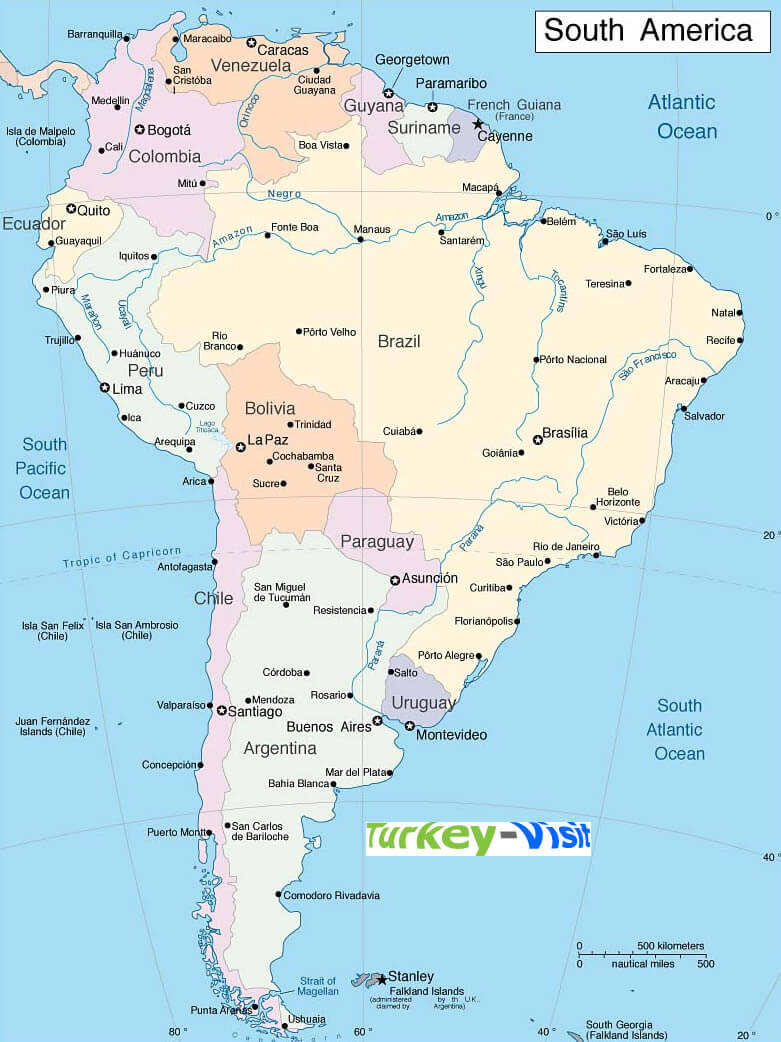 Karte von Sudamerika