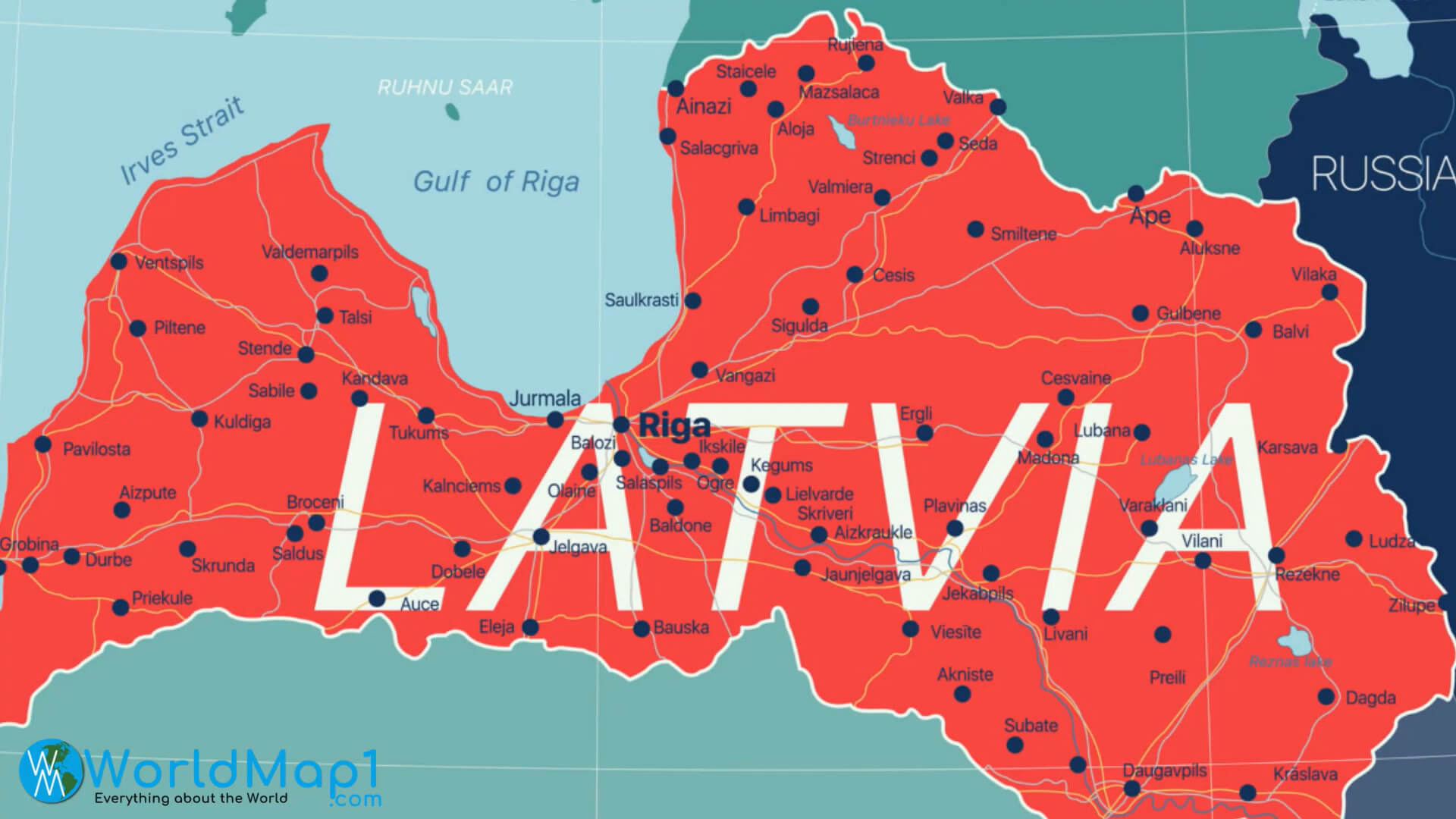 Hochdetaillierte Karte von Lettland