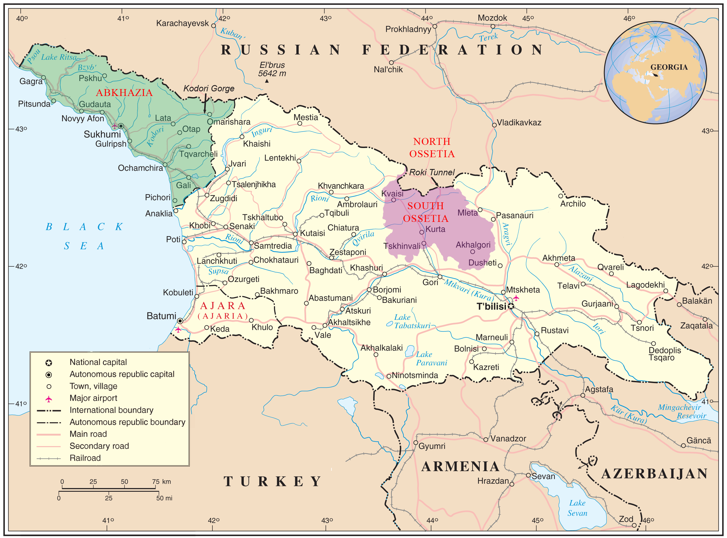 abchasien georgien russland karte