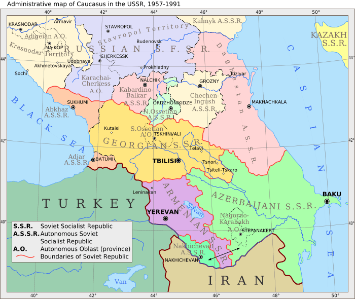 administrativ karte von kaukasus