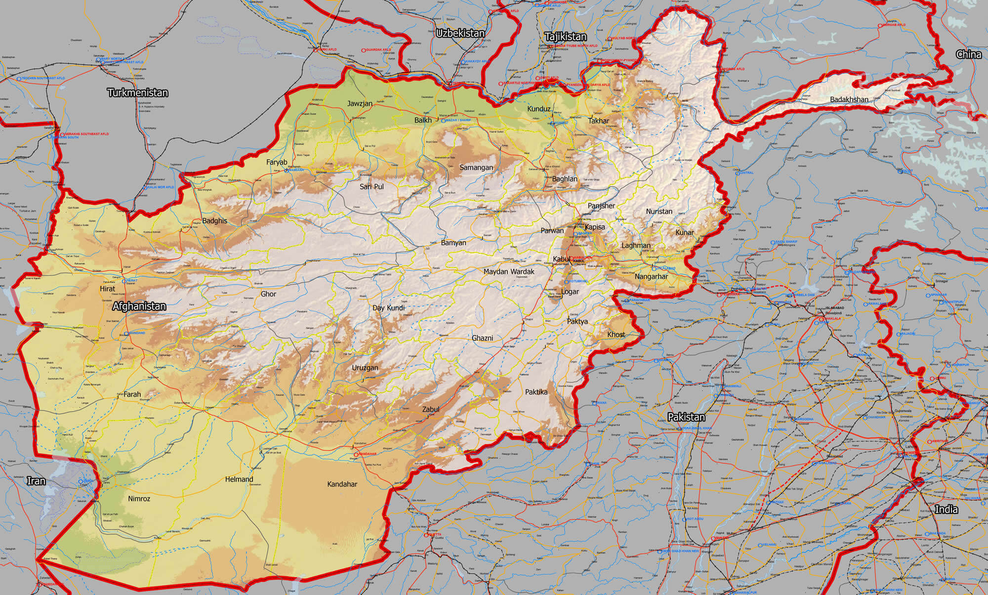 afghanistan geographisch karte
