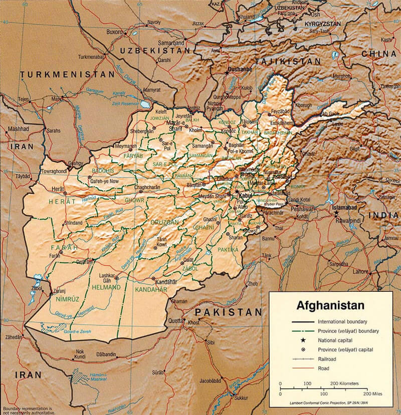 afghanistan karte physikalisch