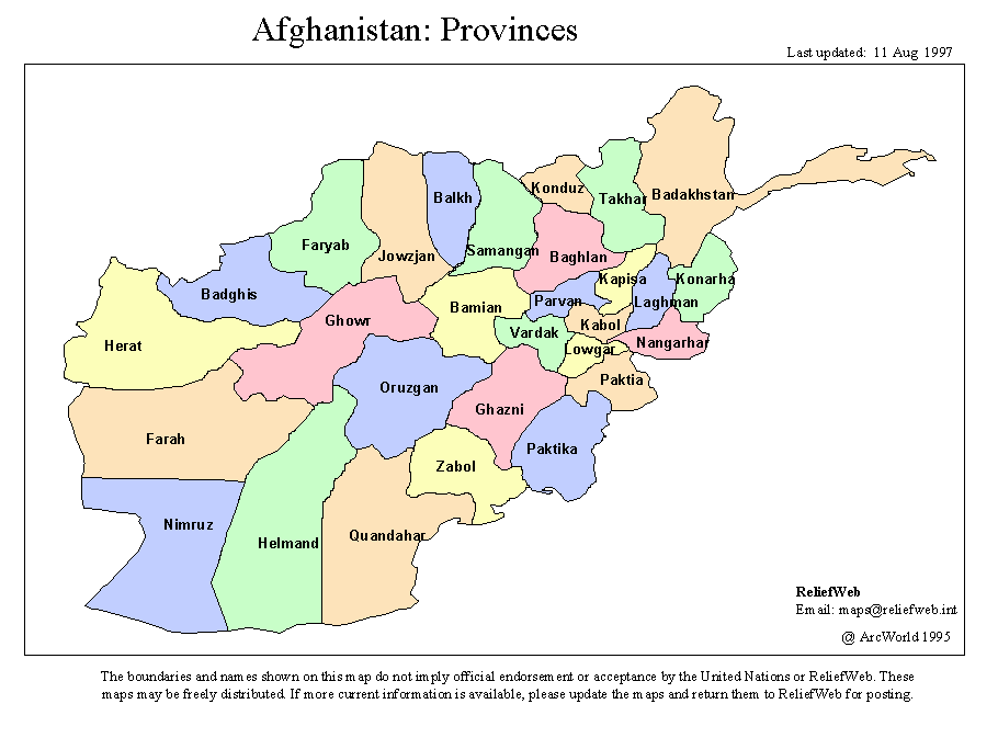 afghanistan karte provinzen
