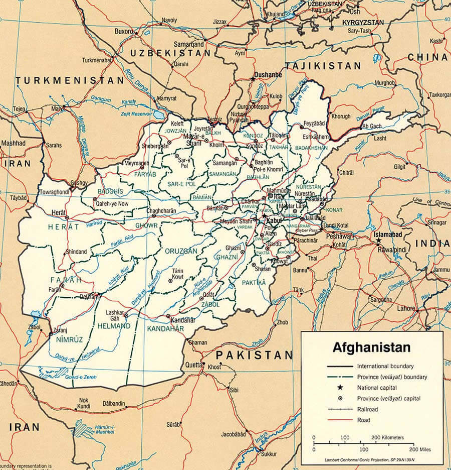 Afghanistan politisch Map