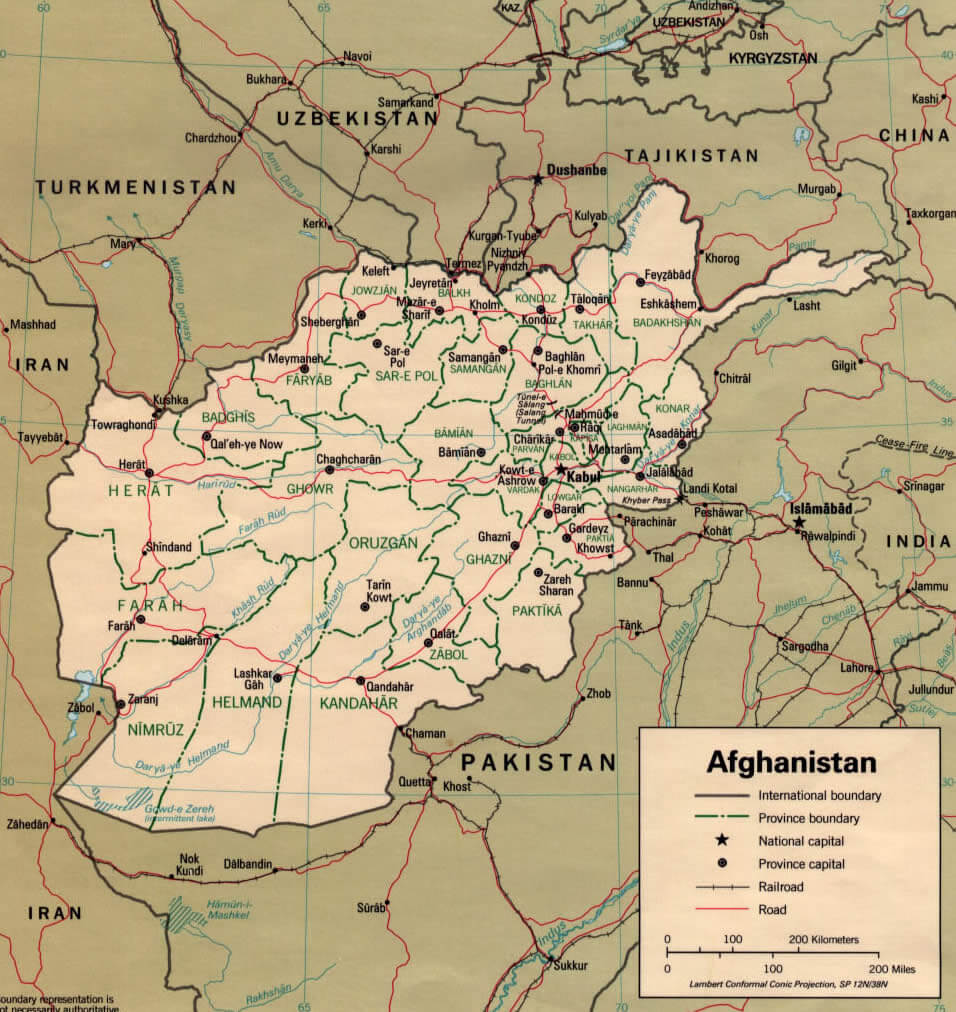 politisch karte von afghanistan