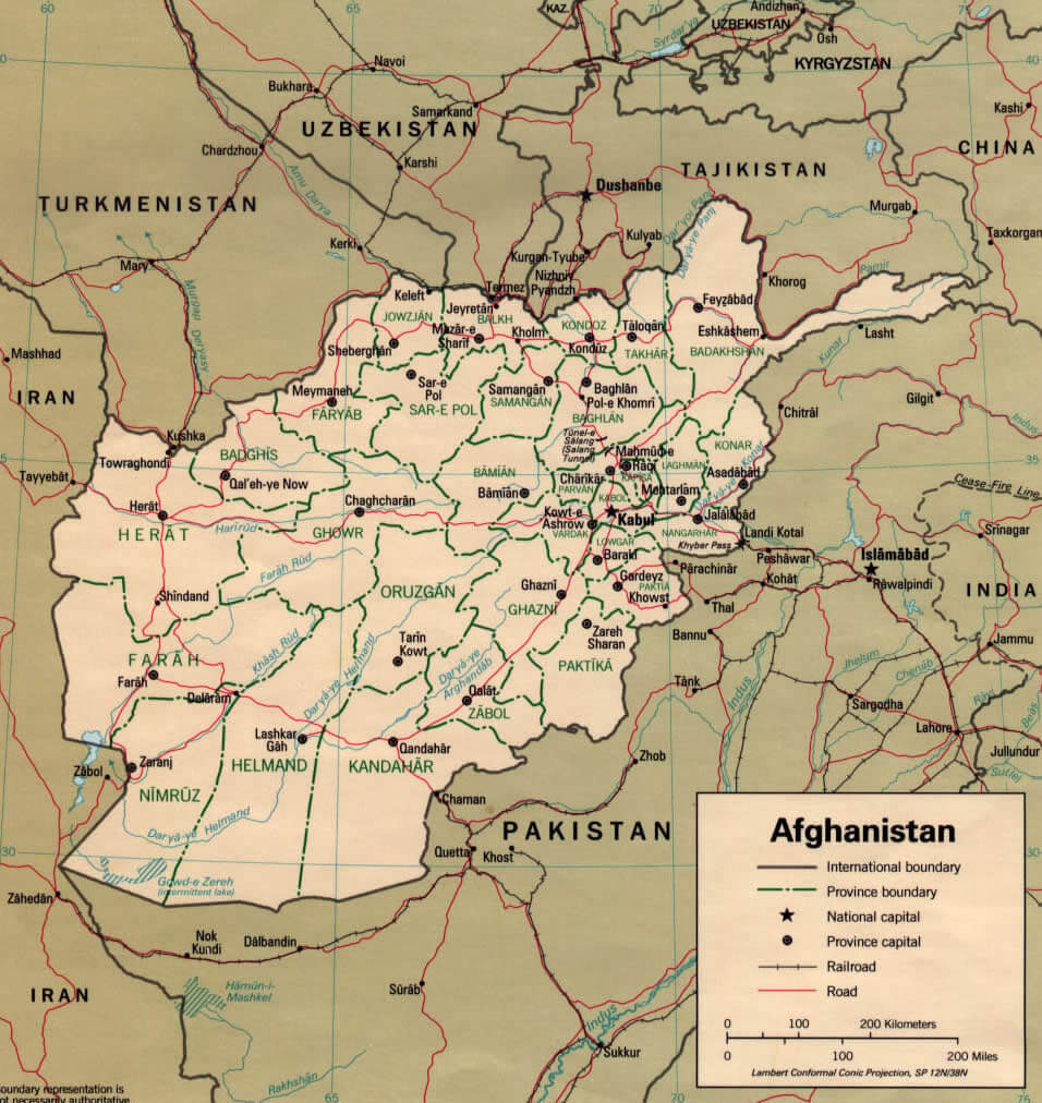 politisch karte von Afghanistan