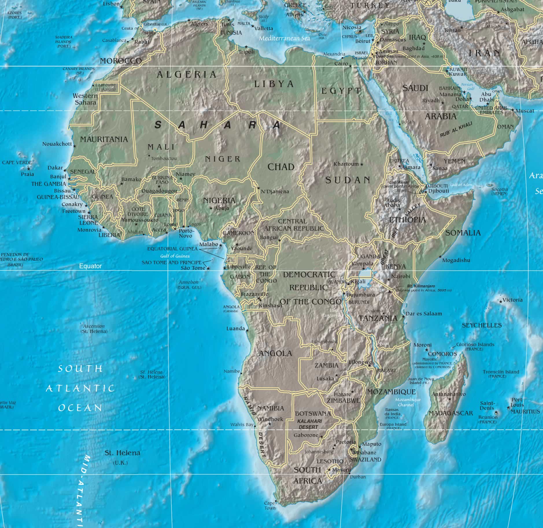 afrika physikalisch karte