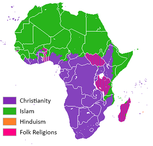 religion verteilung karte von afrika