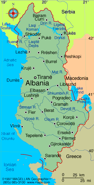 albanien politisch karte