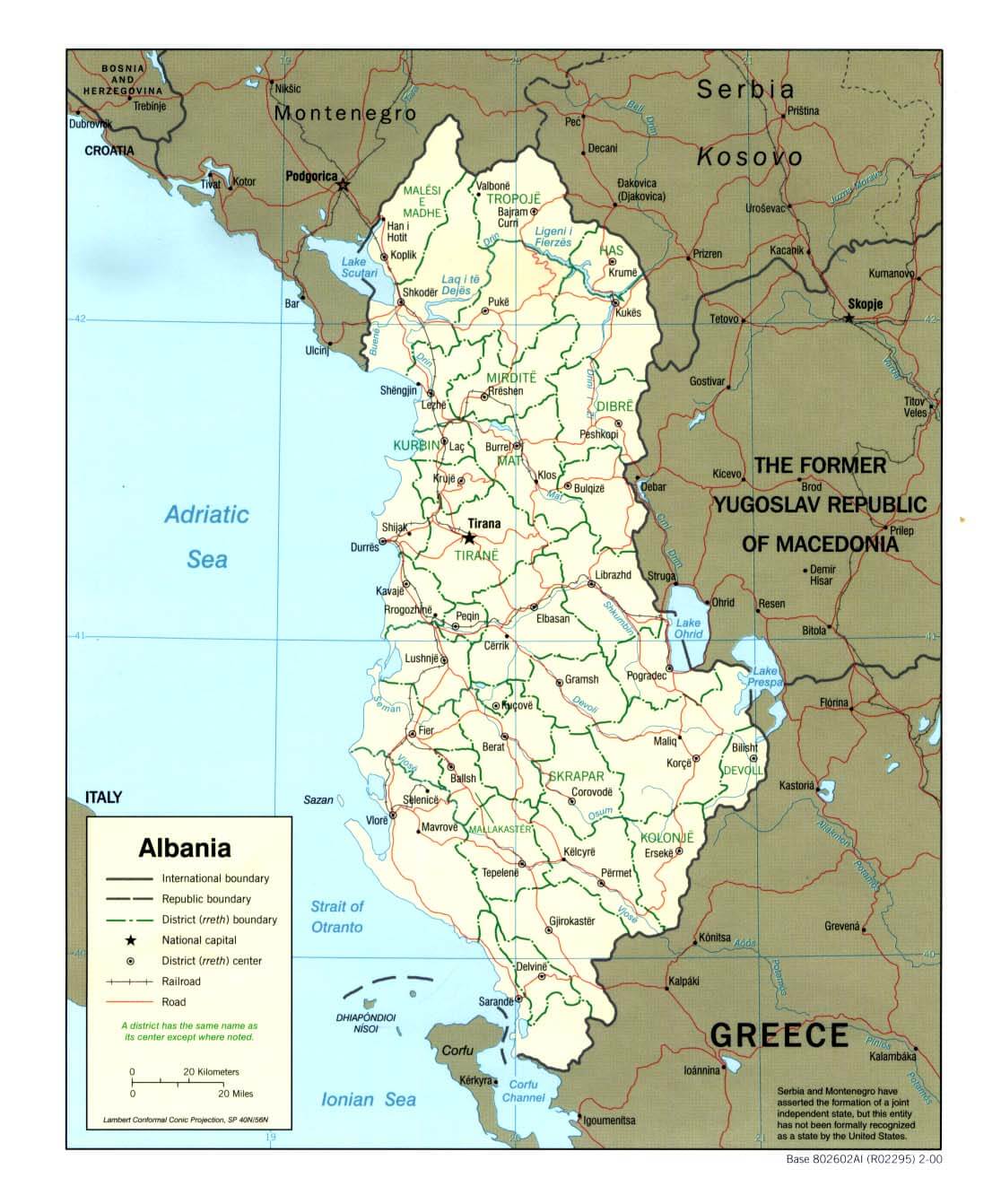 albanien politisch karte 2000
