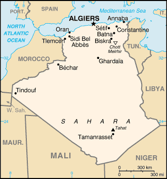 politisch karte von algerien