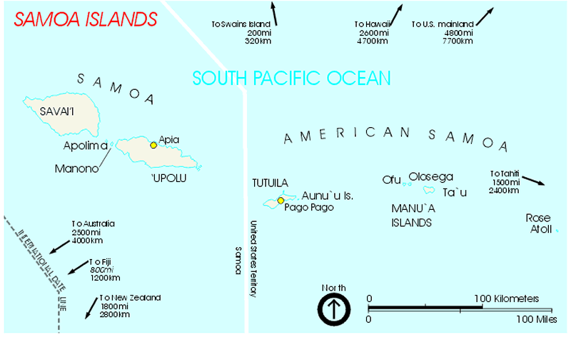 samoa inseln karte pazifik ozean