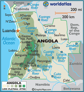 angola fluss karte
