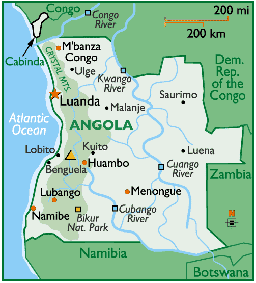 angola stadte karte