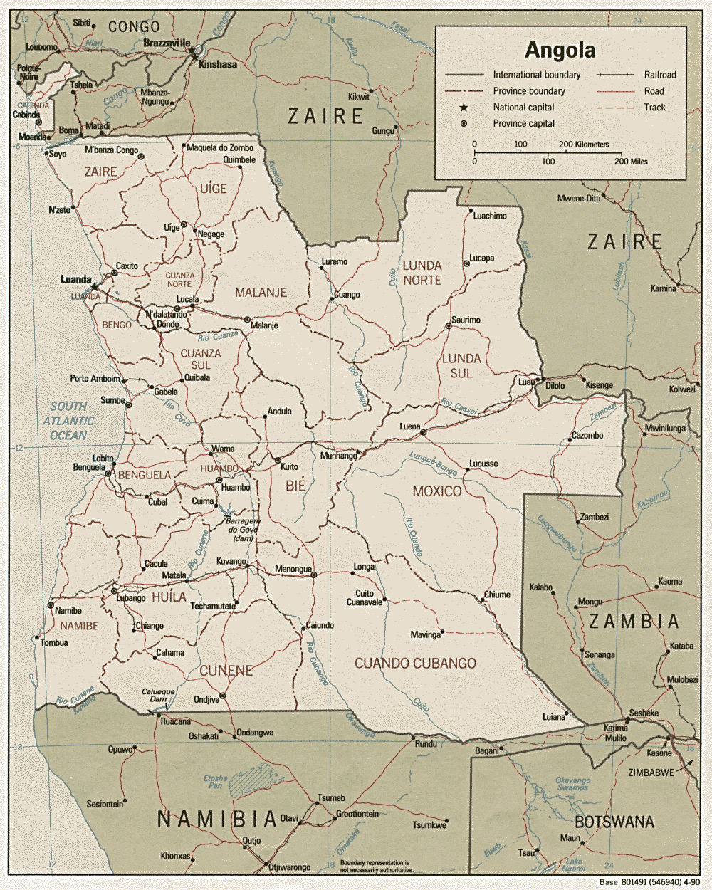 angola strase karte