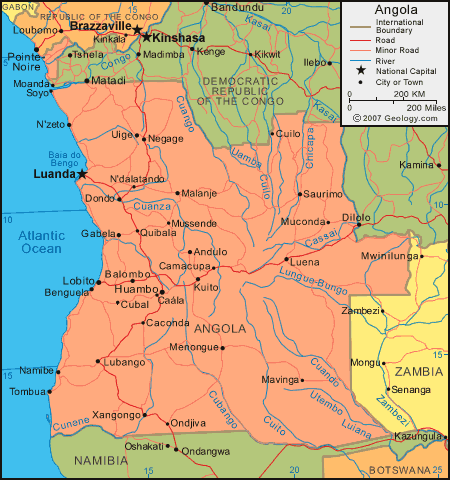 karte von Angola