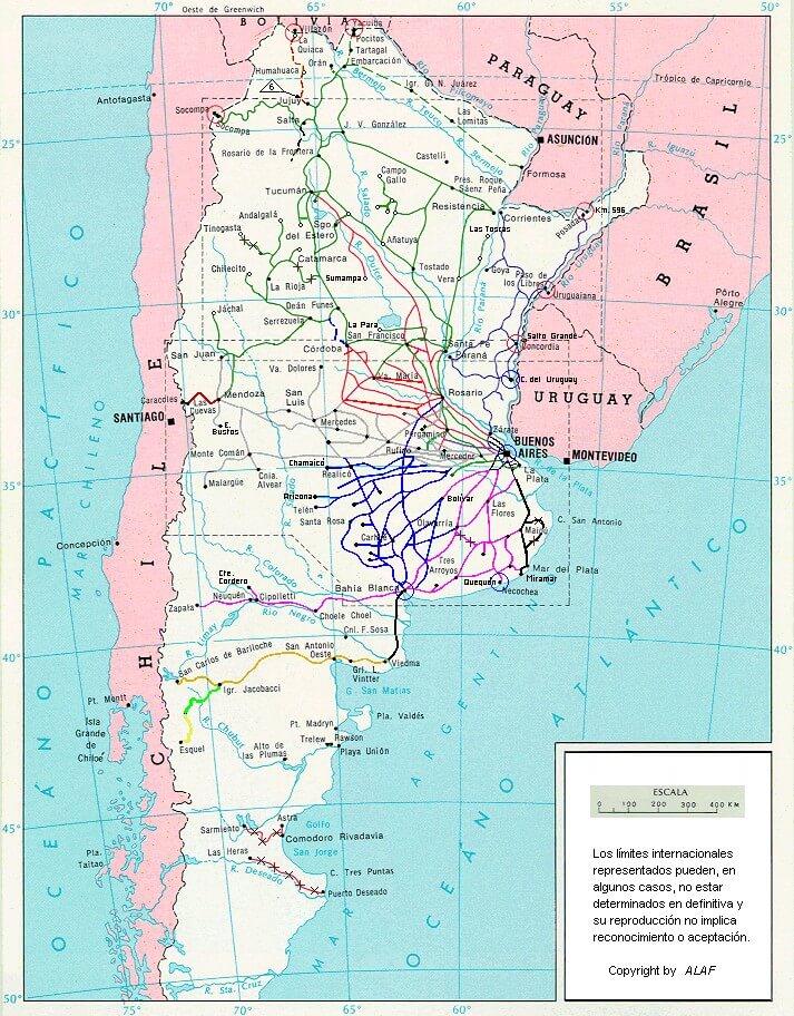 argentinien eisenbahn netzwerk karte
