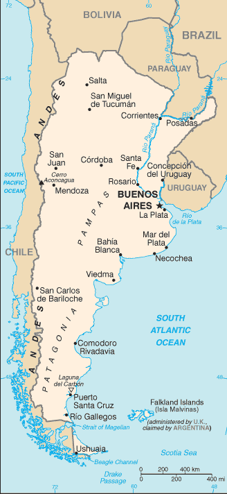 argentinien klein skala karte