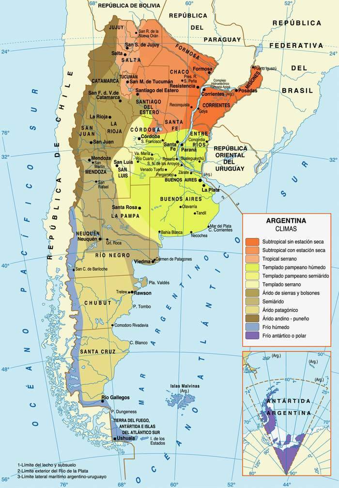 argentinien klima karte