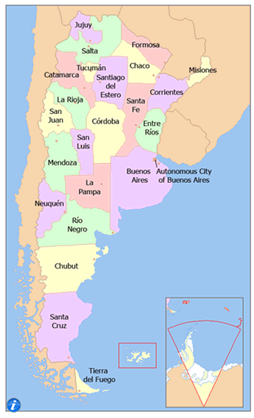 argentinien politisch divisionen karte