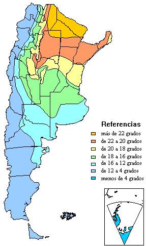 argentinien temperatur karte
