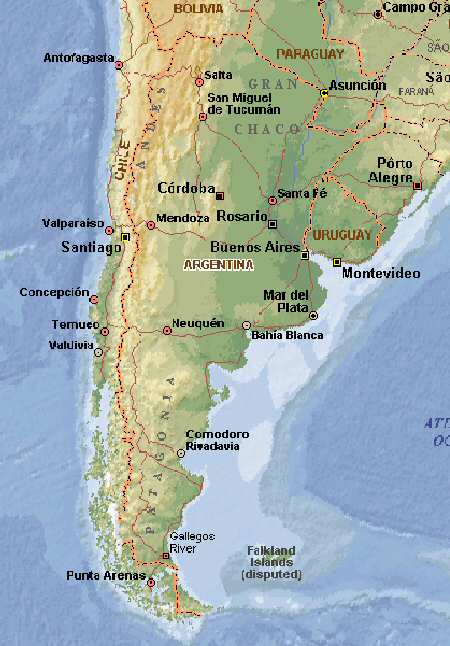 physikalisch karte von argentinien