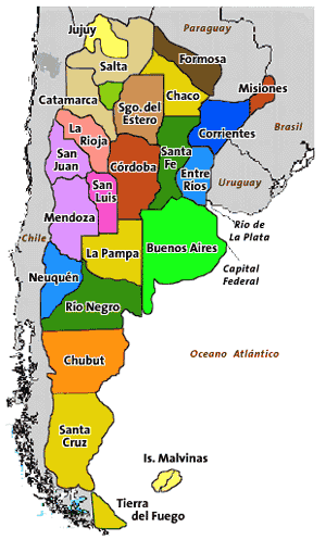 regionen karte von argentinien
