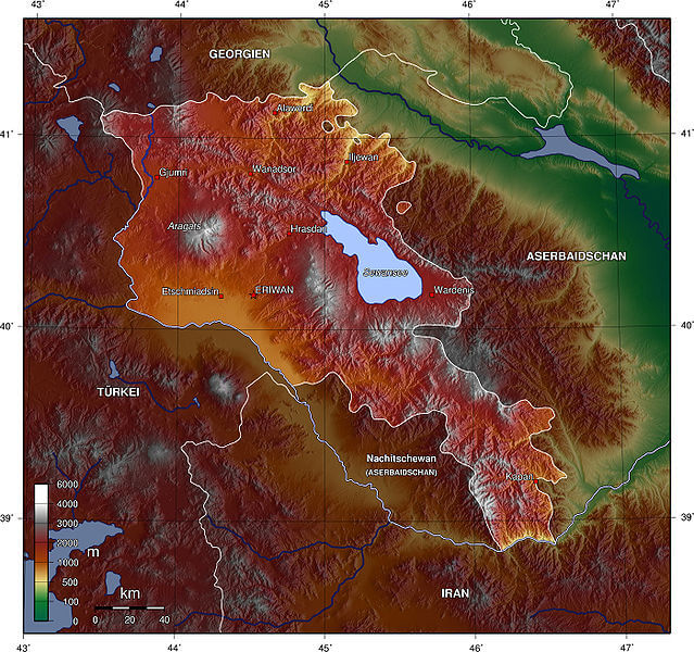 armenien topographie karte