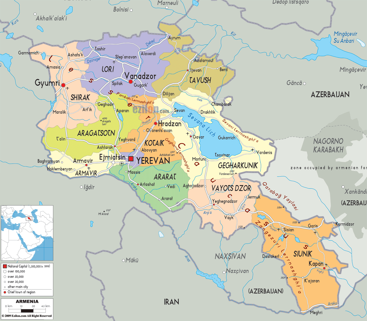armenisch politisch karte
