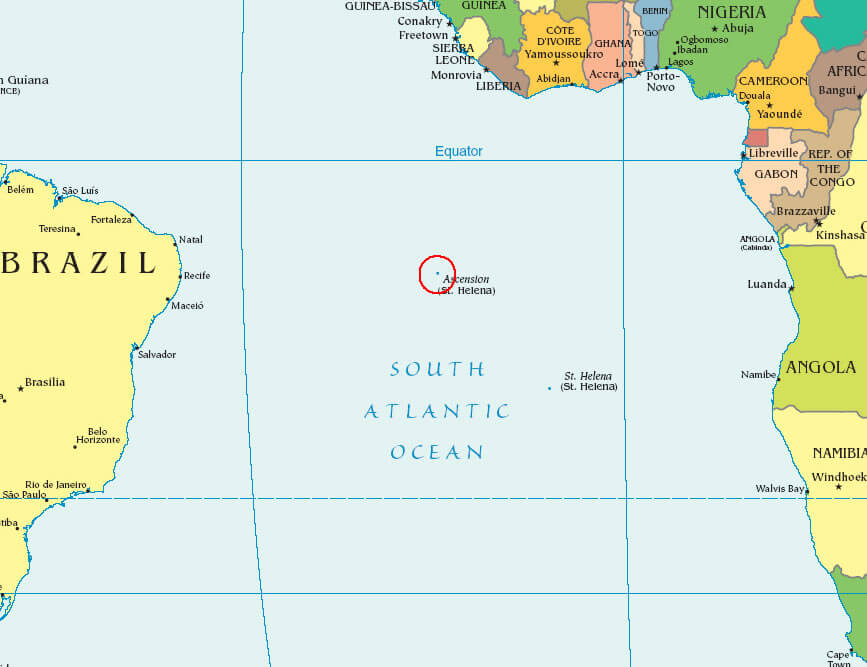 ascension insel atlantisch ozean karte